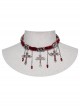 Vintage Red And Silver Metal Chain Cross With Velvet Ribbon Exquisite Gothic Style Exquisite Tassel Necklace