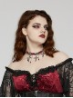 Vintage Red And Silver Metal Chain Cross With Velvet Ribbon Exquisite Gothic Style Exquisite Tassel Necklace