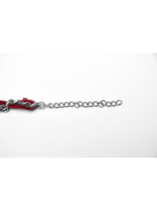 Vintage Red And Silver Metal Chain Cross With Velvet Ribbon Exquisite Gothic Style Exquisite Tassel Necklace
