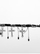 Vintage Black And Silver Metal Chain Cross With Velvet Ribbon Exquisite Gothic Style Exquisite Tassel Necklace