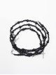 Black Exquisite Glass Beads With Skull Cross Pendant Gothic Style Multi Layered Overlapping Necklace