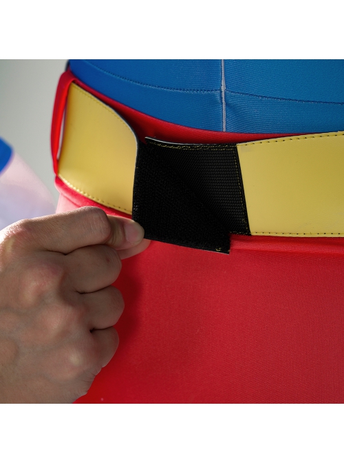 Superman 1978 Jeff East Version Battle Suit Halloween Cosplay Costume Yellow Belt