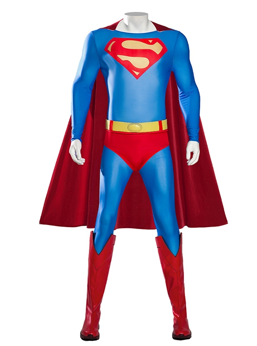 Superman 1978 Jeff East Version Battle Suit Halloween Cosplay Costume Red Shorts