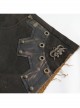 Tie-Dye Woven Splice Wiped Leather Rivet Removable Chain Brown Punk Short Pants