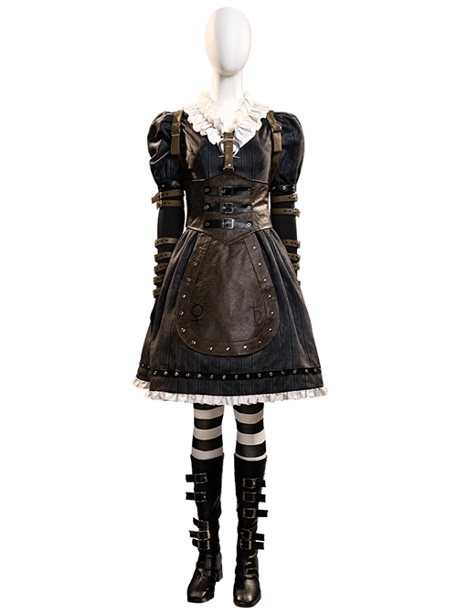 Game Alice Madness Returns Steam Dress Halloween Cosplay Accessories Black Boots