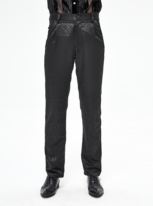 Basic Jacquard Diagonal Pocket Three-Dimensional Webbing Black Gothic Pants