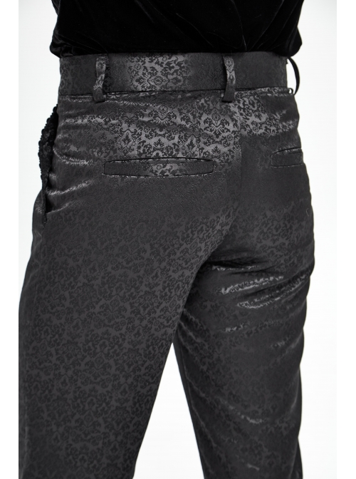 Basic Jacquard Diagonal Pocket Three-Dimensional Webbing Black Gothic Pants