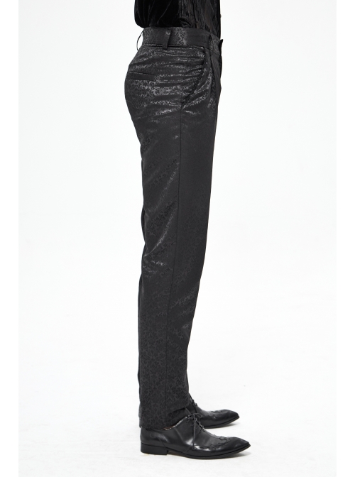 Basic Jacquard Diagonal Pocket Three-Dimensional Webbing Black Gothic Pants