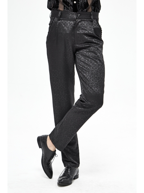 Basic Jacquard Diagonal Pocket Three-Dimensional Webbing Black Gothic Pants