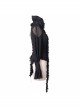 Black Chiffon Rose Bow Tie Irregular Flounces Long Sleeves Dovetail Hem Gothic Blouse