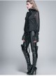 Black Chiffon Rose Bow Tie Irregular Flounces Long Sleeves Dovetail Hem Gothic Blouse