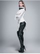 White Chiffon Rose Bow Tie Irregular Flounces Long Sleeves Dovetail Hem Gothic Blouse