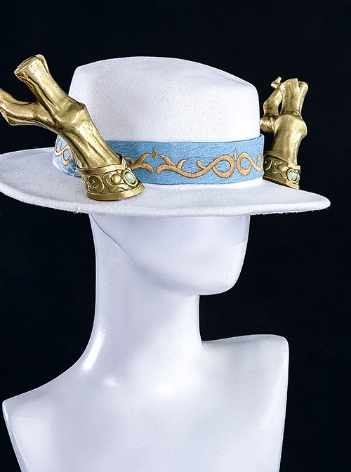 Game Identity V White Guard The Soul Of Umbrella Under The Truth Halloween Cosplay Accessories White Embroidered Hat