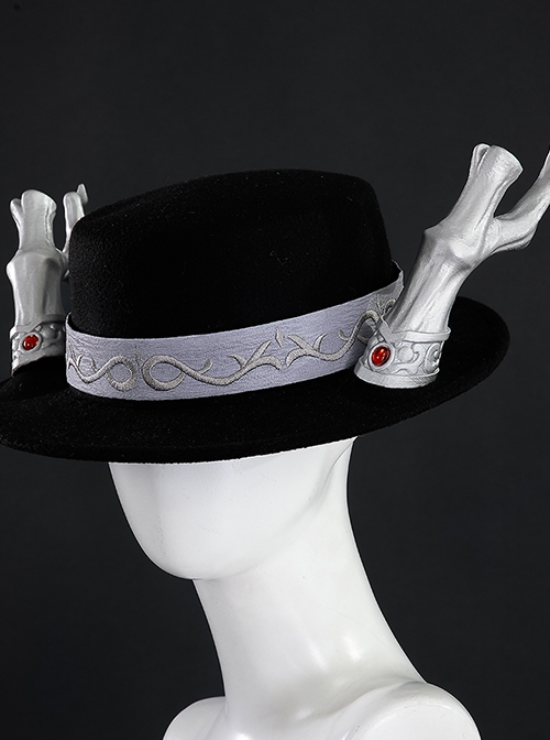 Game Identity V Black Guard The Soul Of Umbrella Under The Truth Halloween Cosplay Black Embroidered Hat