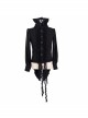 Black Chiffon Rose Bow Tie Irregular Flounces Long Sleeves Dovetail Hem Lace-Up Gothic Shirt