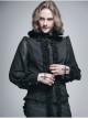 Black Chiffon Rose Bow Tie Irregular Flounces Long Sleeves Dovetail Hem Lace-Up Gothic Shirt