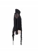 Black Chiffon Rose Bow Tie Irregular Flounces Long Sleeves Dovetail Hem Lace-Up Gothic Shirt