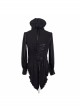 Black Chiffon Rose Bow Tie Irregular Flounces Long Sleeves Dovetail Hem Lace-Up Gothic Shirt