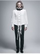 White Chiffon Rose Bow Tie Irregular Flounces Long Sleeves Dovetail Hem Lace-Up Gothic Shirt