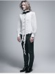 White Chiffon Rose Bow Tie Irregular Flounces Long Sleeves Dovetail Hem Lace-Up Gothic Shirt