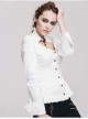 High Collar Chest Hollow Pendant Long Sleeves Button Hem Frilly White Punk Blouse
