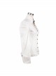 High Collar Chest Hollow Pendant Long Sleeves Button Hem Frilly White Punk Blouse