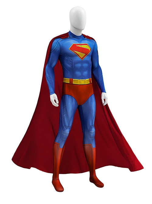 Movie Superman Legacy Superman Bodysuit Halloween Cosplay Costume Full Set