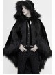Lace Decorated Gothic Velvet Long Fur Warm Fleece Black Cloak