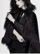 Lace Decorated Gothic Velvet Long Fur Warm Fleece Black Cloak