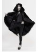 Lace Decorated Gothic Velvet Long Fur Warm Fleece Black Cloak