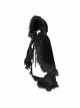 Lace Decorated Gothic Velvet Long Fur Warm Fleece Black Cloak