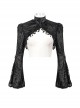 Gothic Bubble Trumpet Sleeve Beaded Tassel Lace Velvet Black Small Shawl