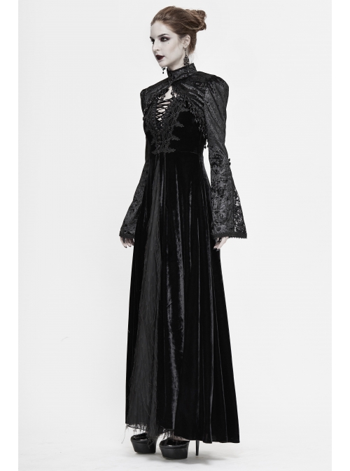 Gothic Bubble Trumpet Sleeve Beaded Tassel Lace Velvet Black Small Shawl