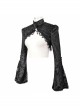Gothic Bubble Trumpet Sleeve Beaded Tassel Lace Velvet Black Small Shawl