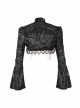 Gothic Bubble Trumpet Sleeve Beaded Tassel Lace Velvet Black Small Shawl
