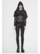 Black Gothic Retro Metal  Pendant Thin Knitted Hooded Small Shawl