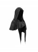 Black Gothic Retro Metal  Pendant Thin Knitted Hooded Small Shawl