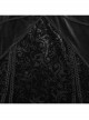 Black Velvet Elastic Embossed Front Sexy V Neck See Through Mesh With Lace Trim Gothic Style Long Sleeve Dress