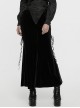 Cool Elastic Soft Black Velvet Front Center Three Dimensional Trim Rose Button With Side Rope Embellishment Gothic Fishtail Skirt