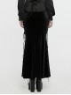 Cool Elastic Soft Black Velvet Front Center Three Dimensional Trim Rose Button With Side Rope Embellishment Gothic Fishtail Skirt