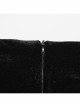 Cool Elastic Soft Black Velvet Front Center Three Dimensional Trim Rose Button With Side Rope Embellishment Gothic Fishtail Skirt