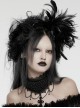 Asymmetrical Black Feathers With Crystal Embellishments Hairpin At The Bottom To Secure The Gothic Devil Feather Headdress