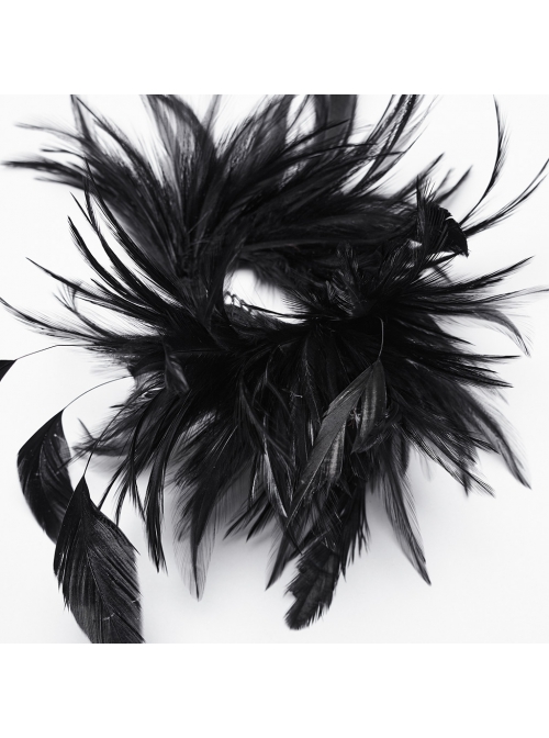 Asymmetrical Black Feathers With Crystal Embellishments Hairpin At The Bottom To Secure The Gothic Devil Feather Headdress