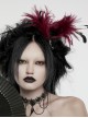 Asymmetrical Red Feathers With Crystal Embellishments Hairpin At The Bottom To Secure The Gothic Devil Feather Headdress