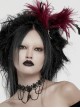 Asymmetrical Red Feathers With Crystal Embellishments Hairpin At The Bottom To Secure The Gothic Devil Feather Headdress