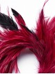 Asymmetrical Red Feathers With Crystal Embellishments Hairpin At The Bottom To Secure The Gothic Devil Feather Headdress