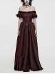 Black And Red Dense Jacquard With Irregular Texture Pattern Front Three Dimensional Button Lapel Design Gothic Style Puff Sleeve Dress