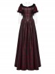 Black And Red Dense Jacquard With Irregular Texture Pattern Front Three Dimensional Button Lapel Design Gothic Style Puff Sleeve Dress