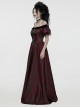 Black And Red Dense Jacquard With Irregular Texture Pattern Front Three Dimensional Button Lapel Design Gothic Style Puff Sleeve Dress