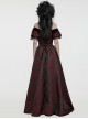 Black And Red Dense Jacquard With Irregular Texture Pattern Front Three Dimensional Button Lapel Design Gothic Style Puff Sleeve Dress